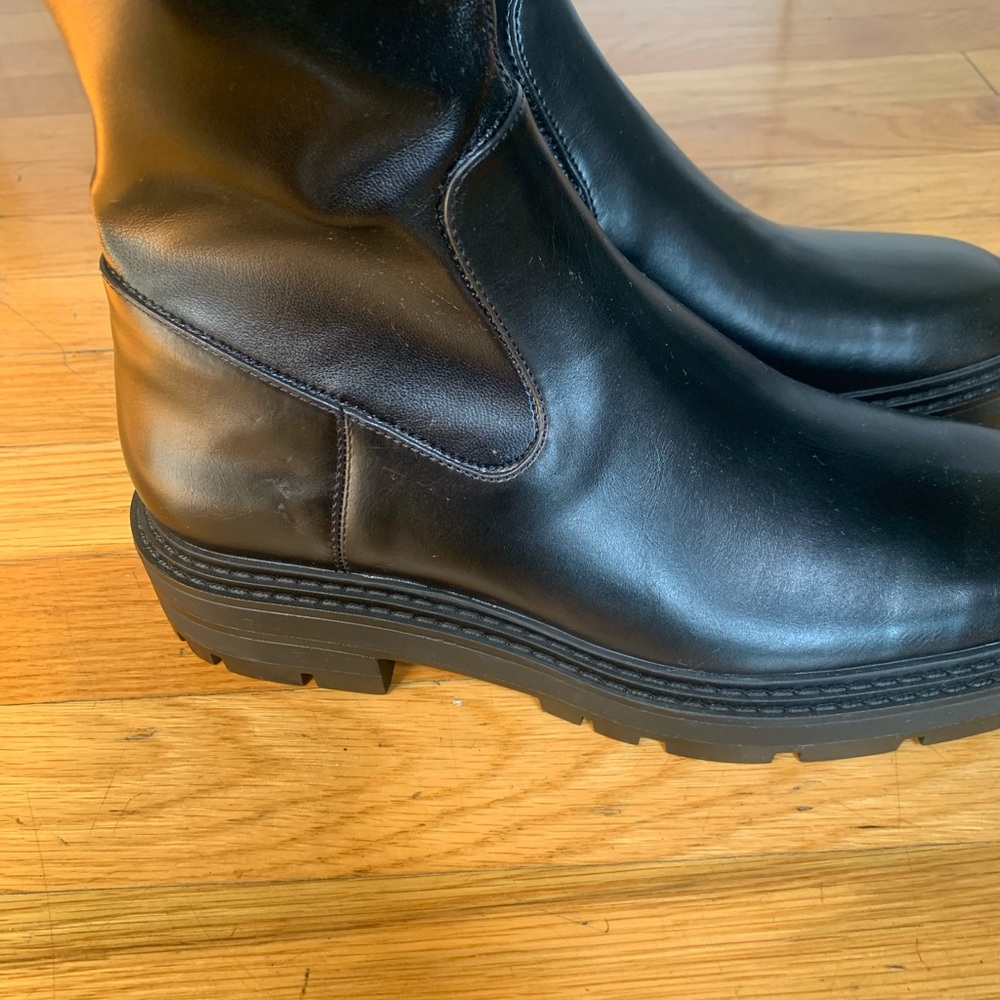 Zara women’s black lug sole low heel ankle boots - Picture 5 of 7